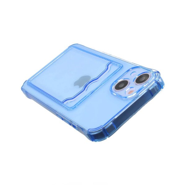iPhone 14 Cover Kortholder Stødsikkert Blå