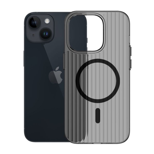 iPhone 15 Cover Korrugeret MagSafe Sort