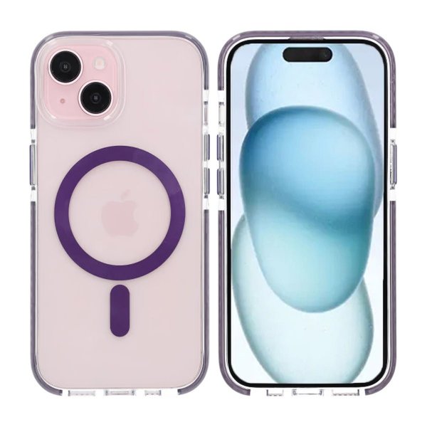 iPhone 15 Cover Stødsikkert MagSafe Lilla