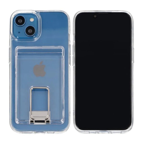 Rvelon iPhone 15 Cover med Stativ Kreditkortholder Transparent