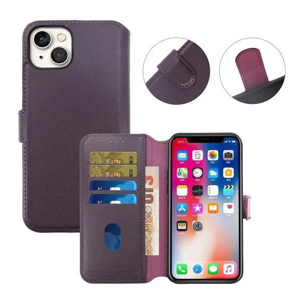 Rvelon iPhone 15 Cover Ægte Læder Lilla