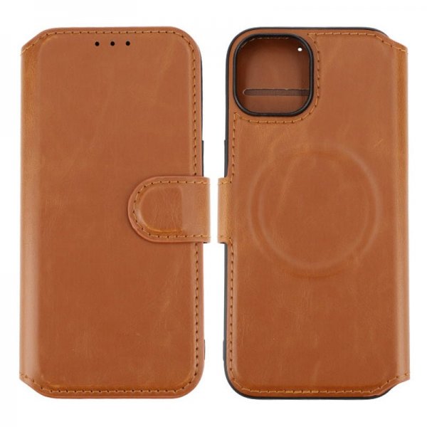 Rvelon iPhone 15 Cover 4 Kortrum MagSafe Brun