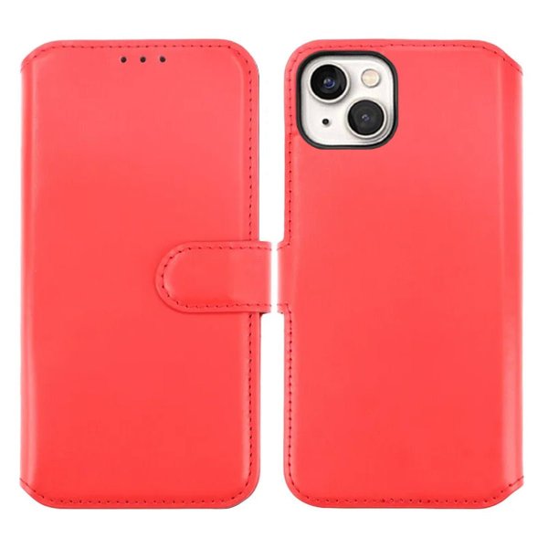 Rvelon iPhone 15 Plus Etui Ægte Læder Rød