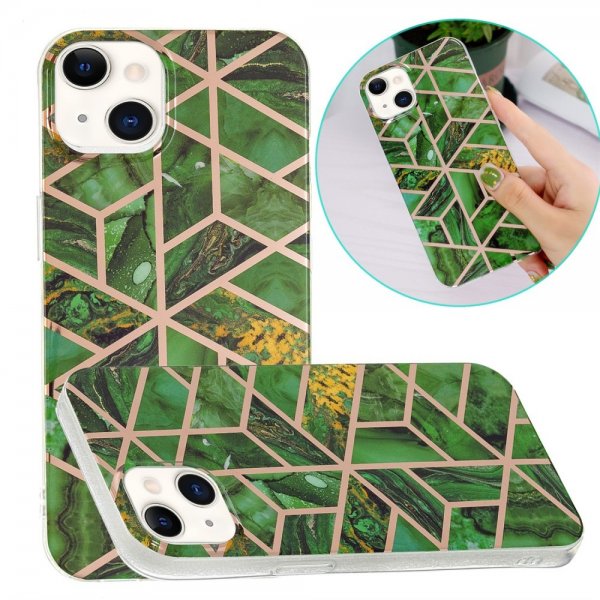 iPhone 15 Plus Cover Marmormønster Grøn