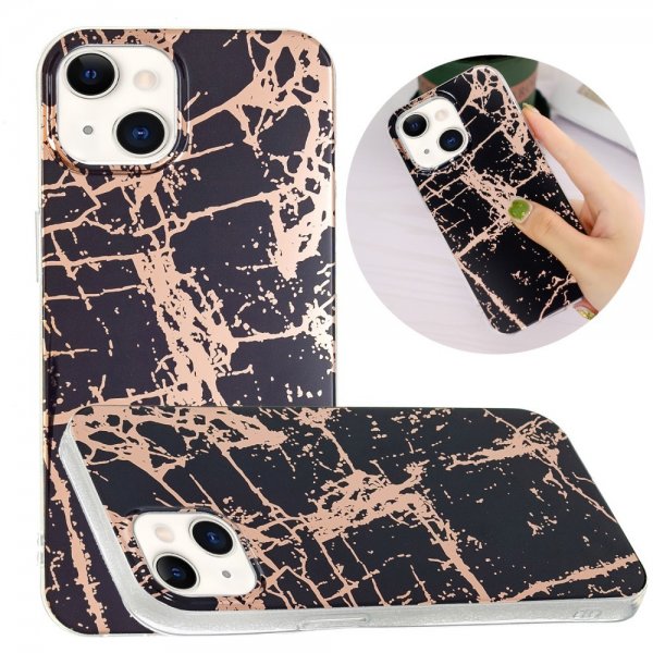 iPhone 15 Plus Cover Marmormønster Sort