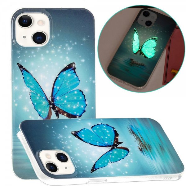 iPhone 15 Plus Cover Motiv Blå Sommerfugl