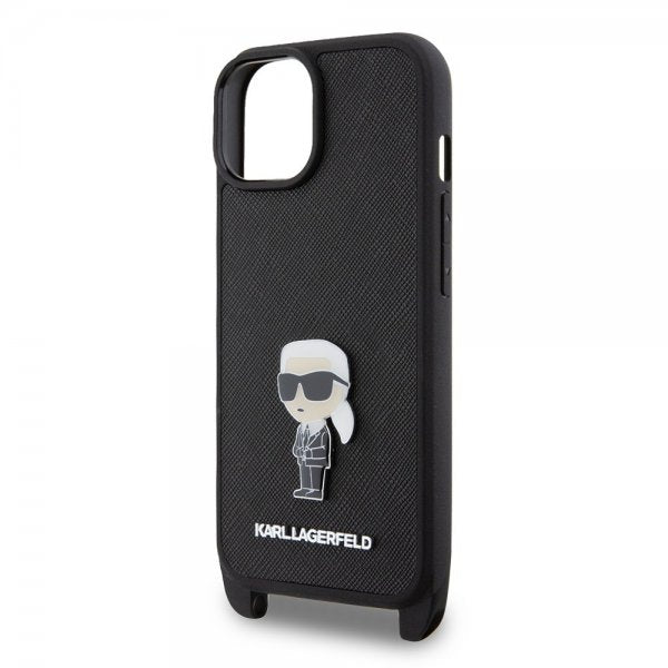 Karl Lagerfeld iPhone 15 Plus Cover Saffiano Crossbody Sort