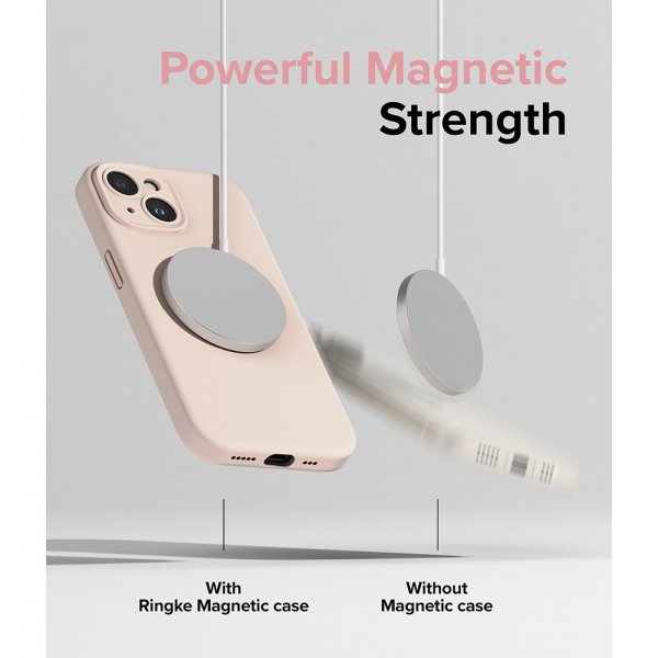 Ringke iPhone 15 Plus Cover Silikone Magnetisk Pink Sand