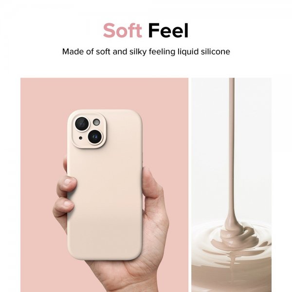 Ringke iPhone 15 Plus Cover Silikone Magnetisk Pink Sand