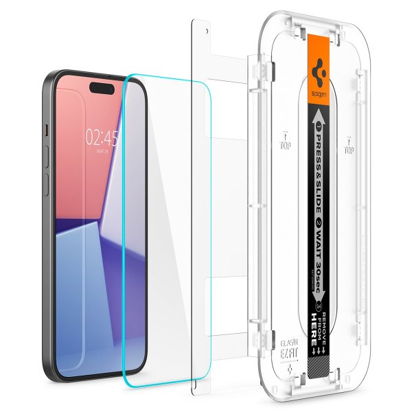 Spigen iPhone 15 Plus/iPhone 16 Plus Skærmbeskytter GLAS.tR EZ Fit 2-pak