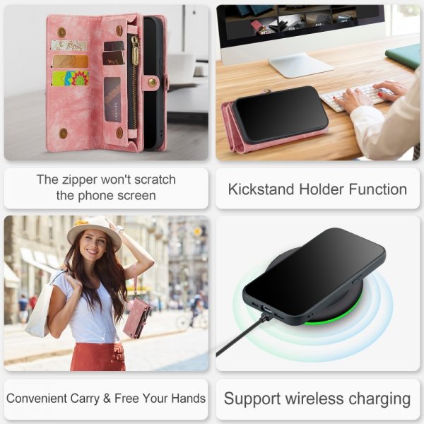 CaseMe iPhone 15 Pro Cover 008 Series Aftageligt Cover Rosa