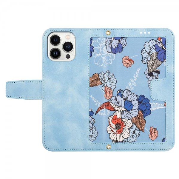 iPhone 15 Pro Cover Blomstret Lysblå