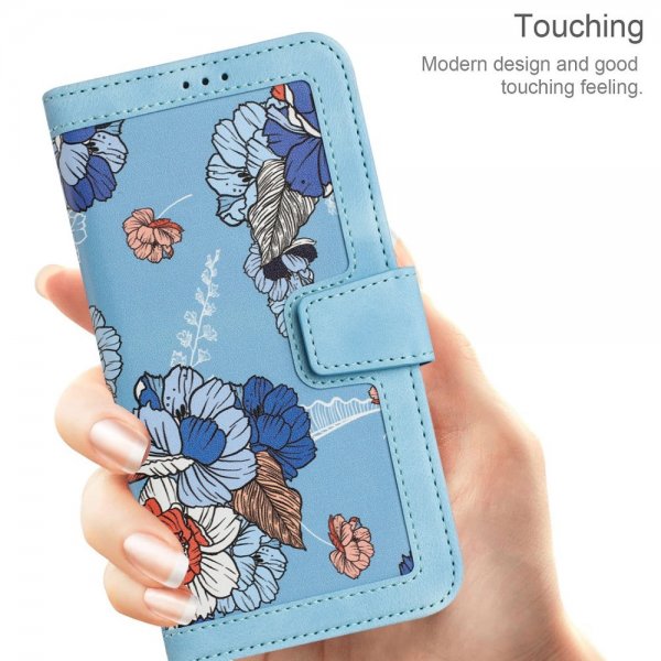 iPhone 15 Pro Cover Blomstret Lysblå