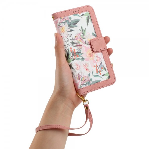 iPhone 15 Pro Cover Blomstermønster Rosa