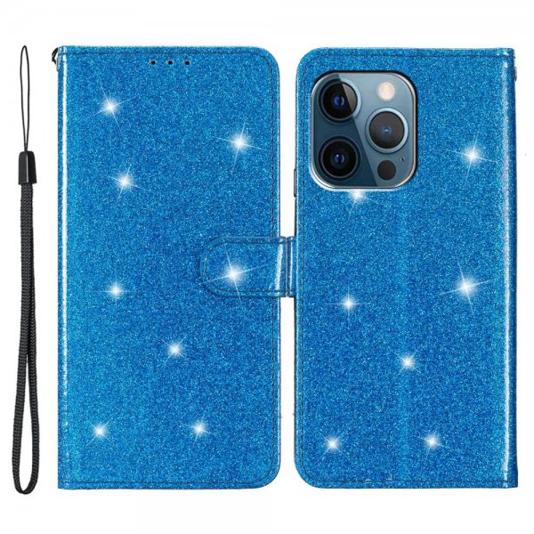 iPhone 15 Pro Cover Glitter Blå