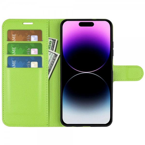 iPhone 15 Pro Cover Litchi Grøn