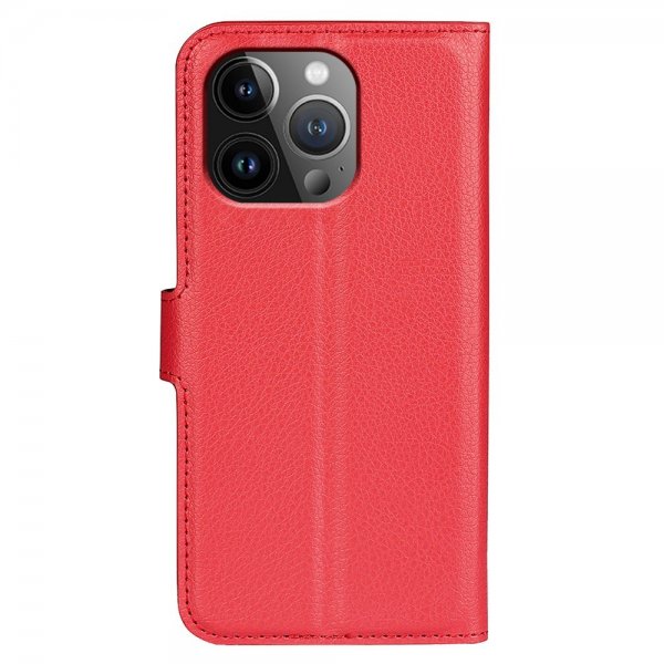 iPhone 15 Pro Cover Litchi Rød