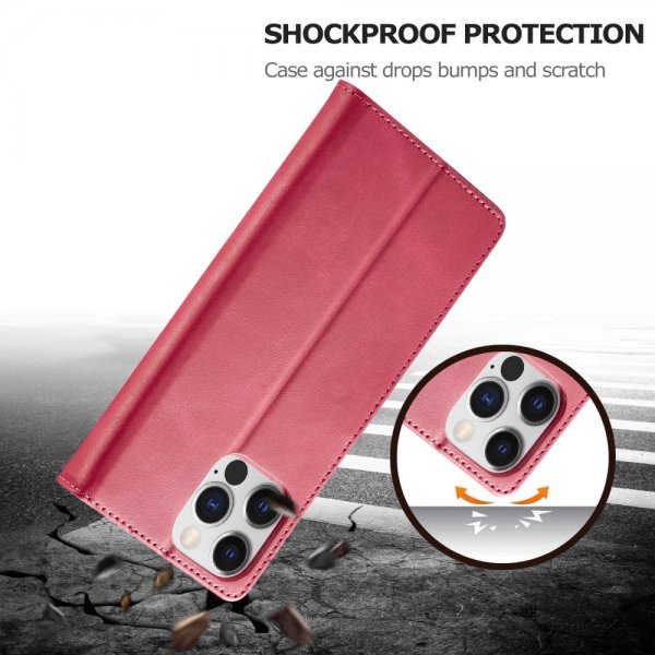 Lc.Imeeke iPhone 15 Pro Cover med Kortlomme Standerfunktion Magenta