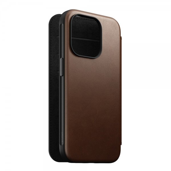 Nomad iPhone 15 Pro Cover Modern Leather Folio Brun