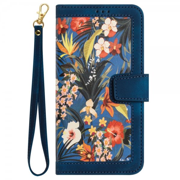 iPhone 15 Pro Max Cover Blomstermønster Mørkeblå