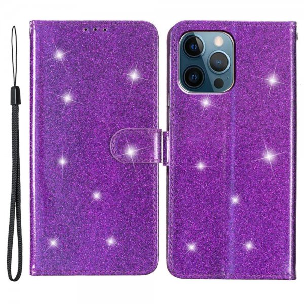iPhone 15 Pro Max Cover Glitter Lilla