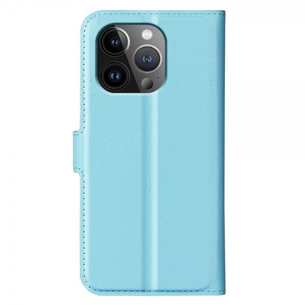iPhone 15 Pro Max Cover Litchi Blå
