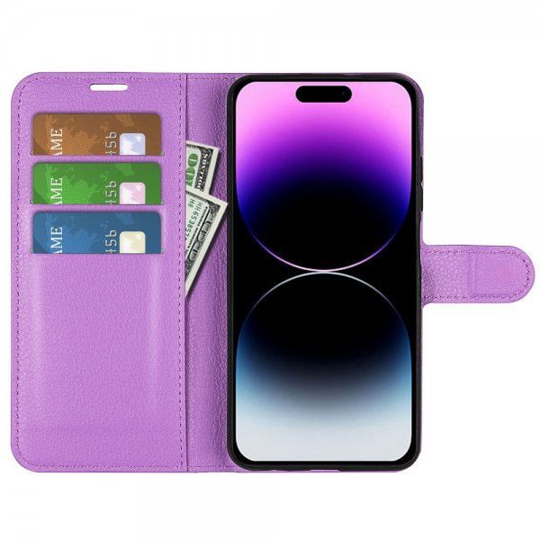 iPhone 15 Pro Max Cover Litchi Lilla