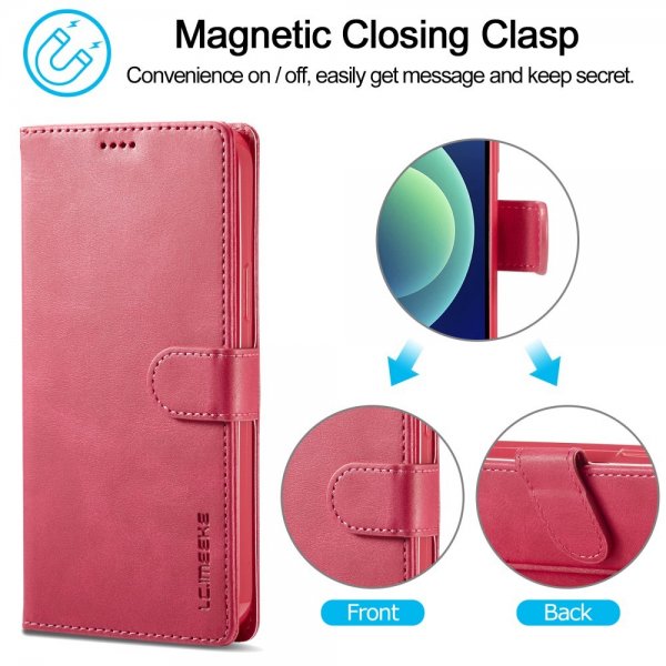 Lc.Imeeke iPhone 15 Pro Max Cover med Kortlomme Standerfunktion Magenta