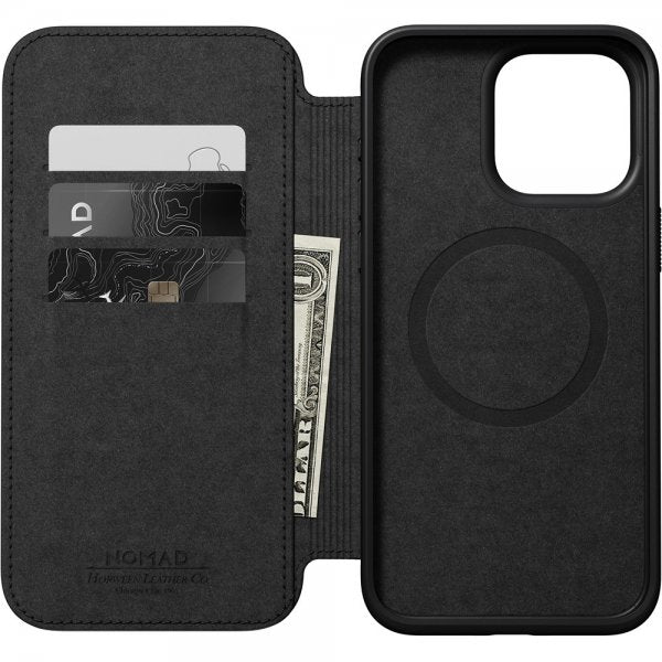 Nomad iPhone 15 Pro Max Cover Modern Leather Folio Horween Rustic Brown