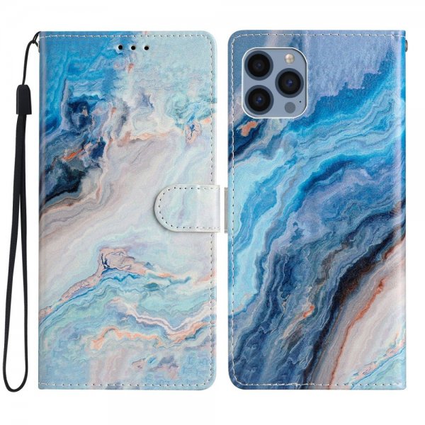 iPhone 15 Pro Max Cover Motiv Blå Marmor