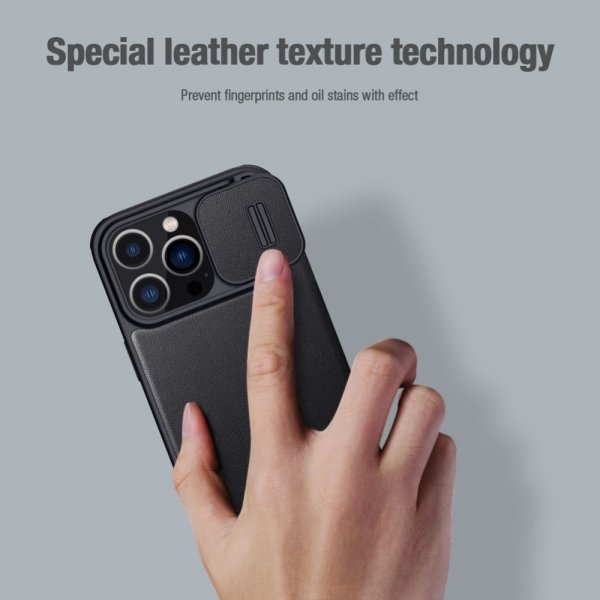 Nillkin iPhone 15 Pro Max Cover Qin Pro Series Blå
