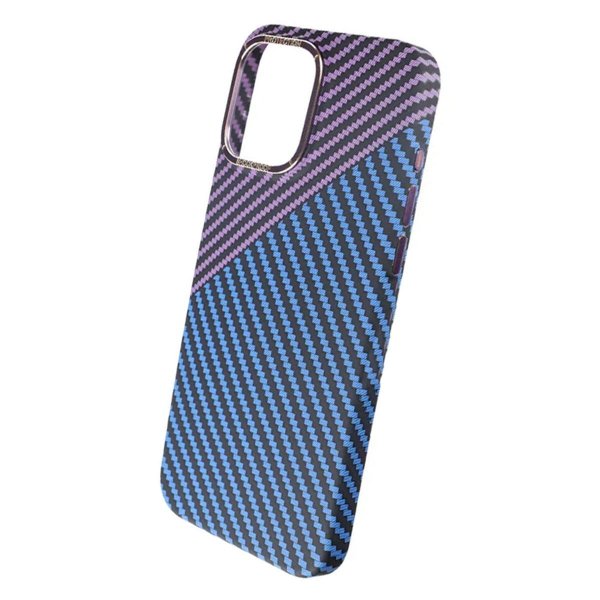 iPhone 15 Pro Max Cover Kulfibermønster Blå Lilla