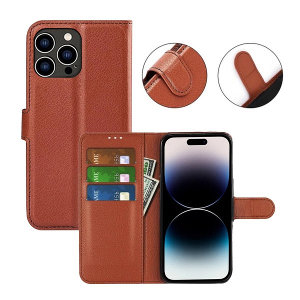 iPhone 15 Pro Max Etui med Støttefunktion Brun