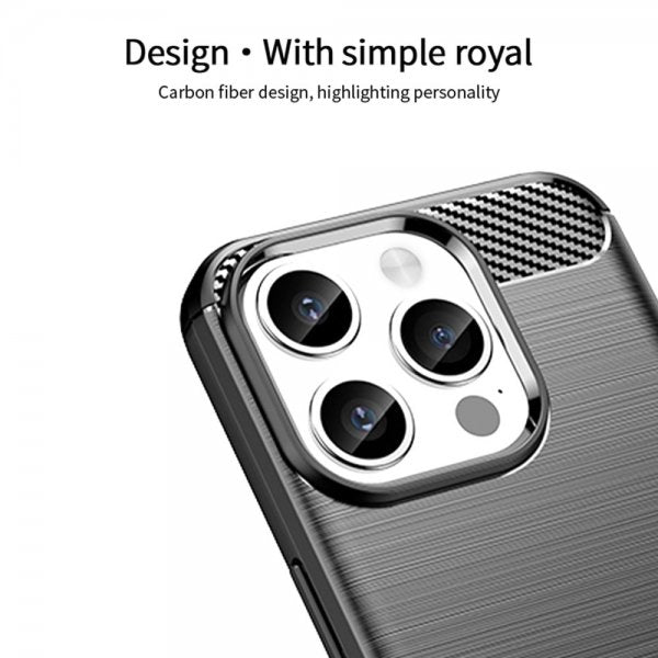 Mofi iPhone 15 Pro Max Cover Børstet Kulfibertekstur Sort