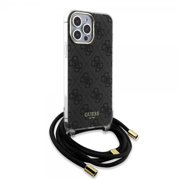 Guess iPhone 15 Pro Max Cover Crossbody Cord Sort