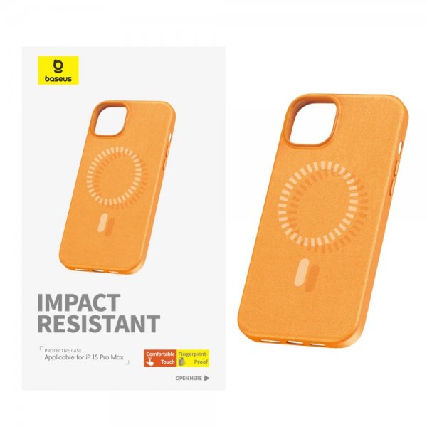 Baseus iPhone 15 Pro Max Cover Fauxther Series MagSafe Orange