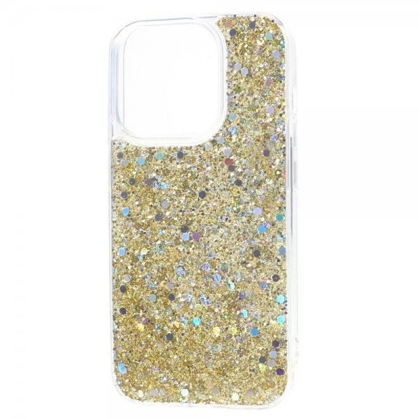 iPhone 15 Pro Max Cover med glimmerpailletter Guld