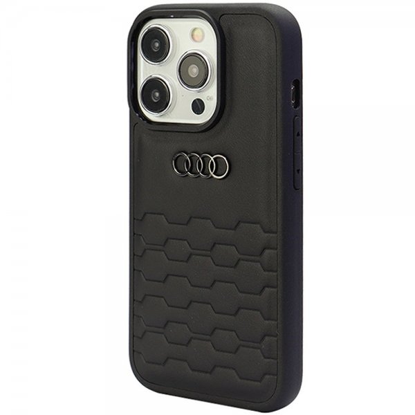 Audi iPhone 15 Pro Max Cover GT Synthetic Leather Sort