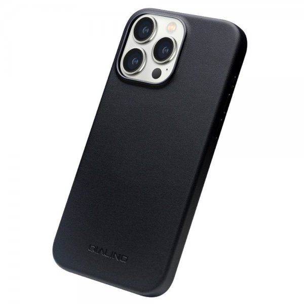 Qialino iPhone 15 Pro Max Cover Kunstlæder MagSafe Sort