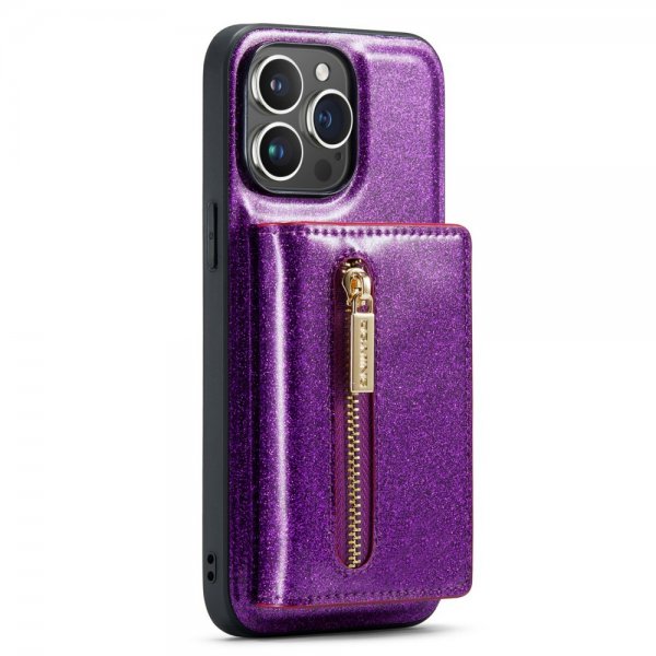 Dg.Ming iPhone 15 Pro Max Cover M3 Series Aftagelig Kortholder Glitter Lilla