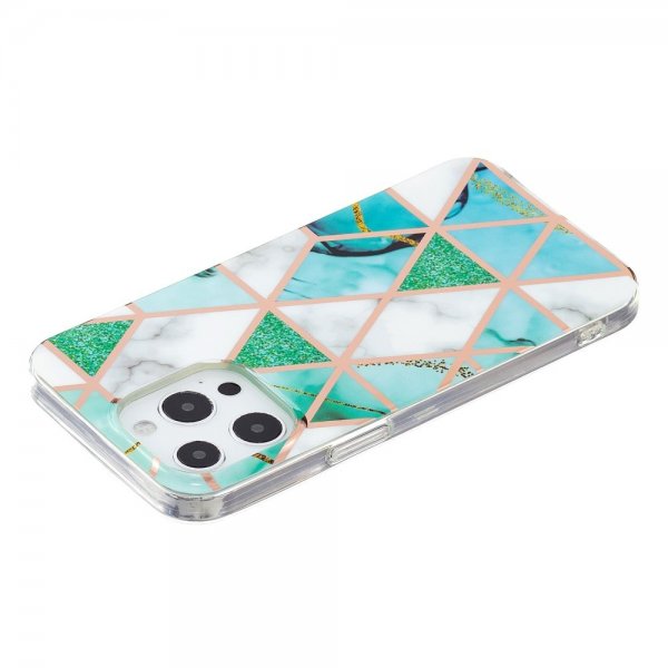 iPhone 15 Pro Max Cover Marmormønster Grøn Hvid