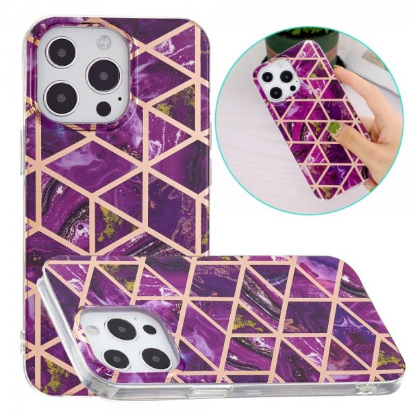 iPhone 15 Pro Max Cover Marmormønster Lilla