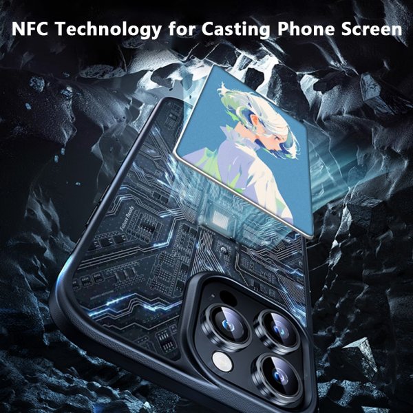 iPhone 15 Pro Max Cover med Indbygget Display E Ink Case Sort