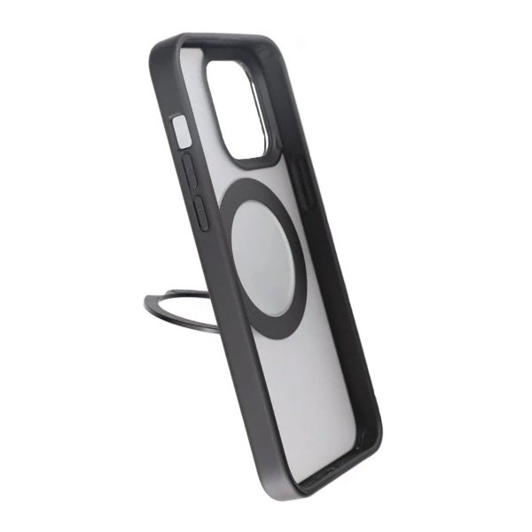 Rvelon iPhone 15 Pro Max Cover Roterbart MagSafe Stativ Mat Sort