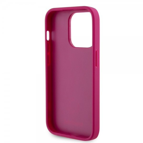 Guess iPhone 15 Pro Max Cover Metal Logo Rhinsten Metallic Rosa