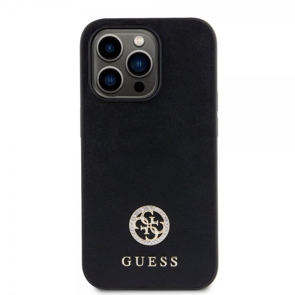 Guess iPhone 15 Pro Max Cover Metal Logo Rhinsten Sort