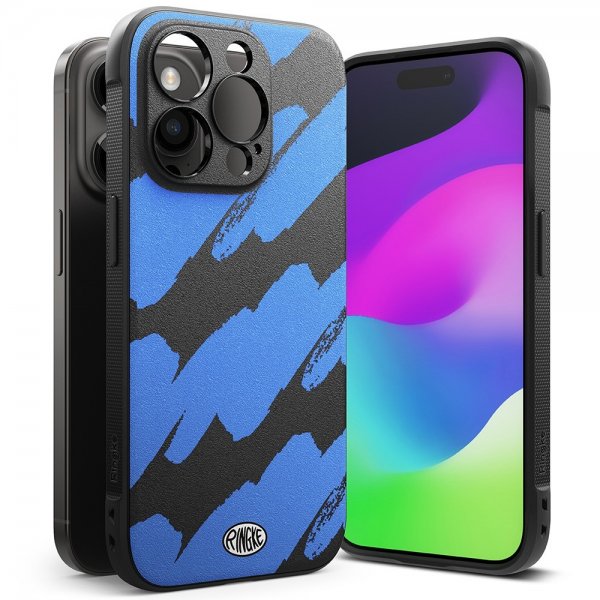 Ringke iPhone 15 Pro Max Cover Onyx Design Blue Brush