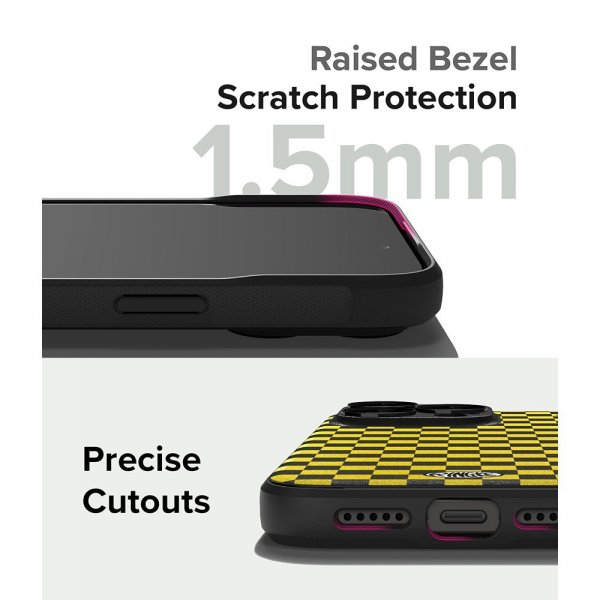 Ringke iPhone 15 Pro Max Cover Onyx Design Checkerboard Yellow