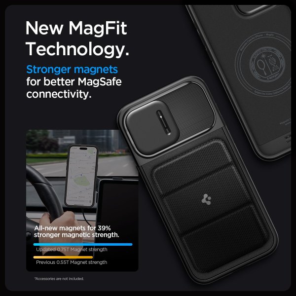 Spigen iPhone 15 Pro Max Cover Optik Armor MagFit Sort
