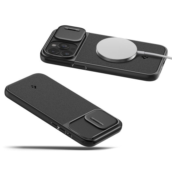 Spigen iPhone 15 Pro Max Cover Optik Armor MagFit Sort